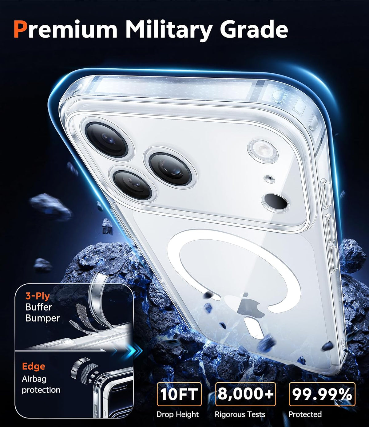 Magnetic for Iphone 18 Pro Max Case/17 Pro Max Case, Clear