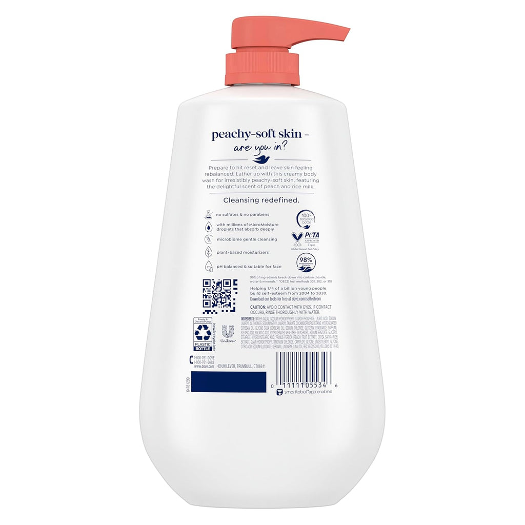 24Hr Rebalance Lotion Body Wash, White Peach & Rice Milk, 30.6 Oz