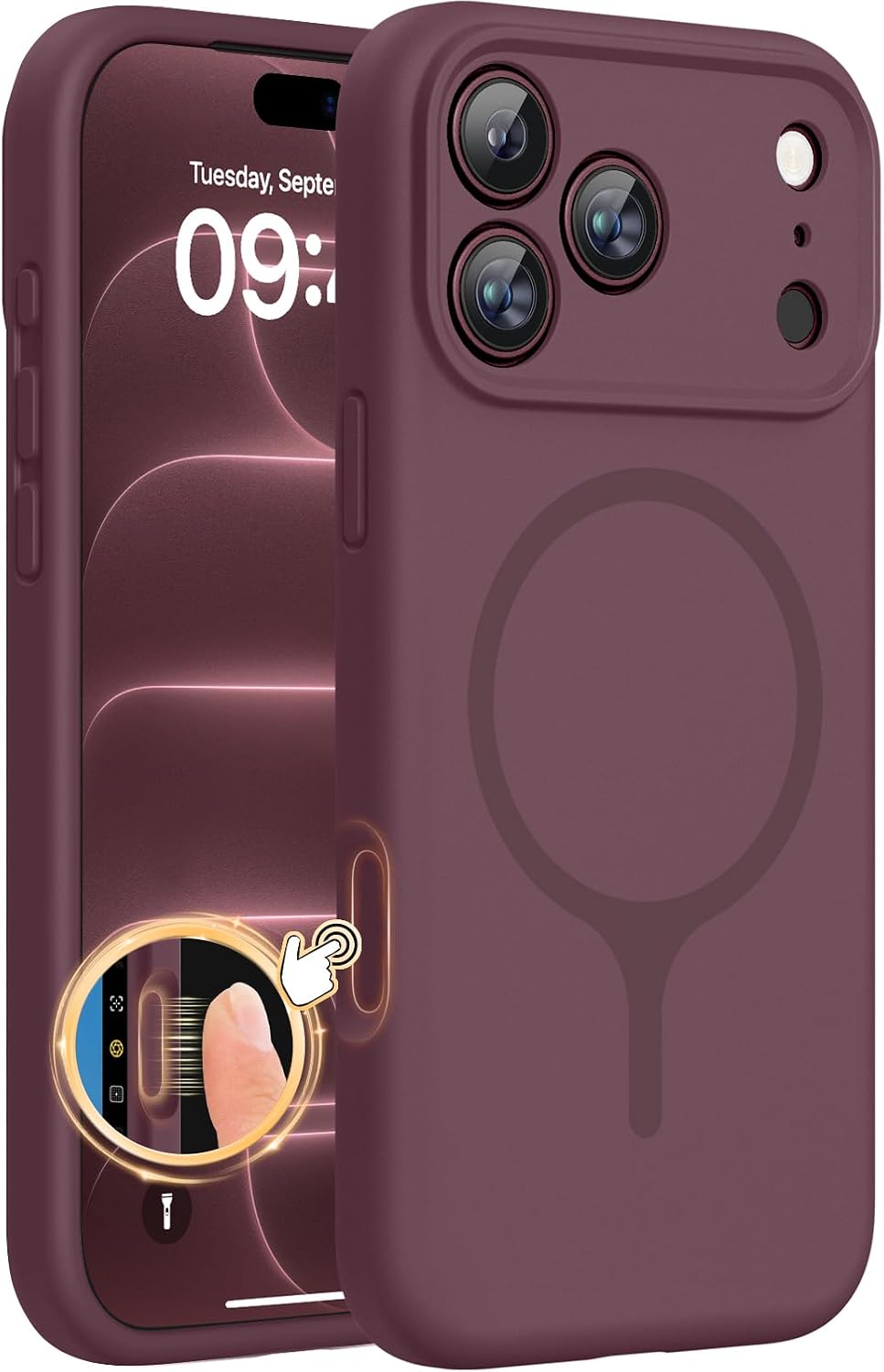 Silicone & Magnetic for Iphone 18 Pro Max Case, Burgundy