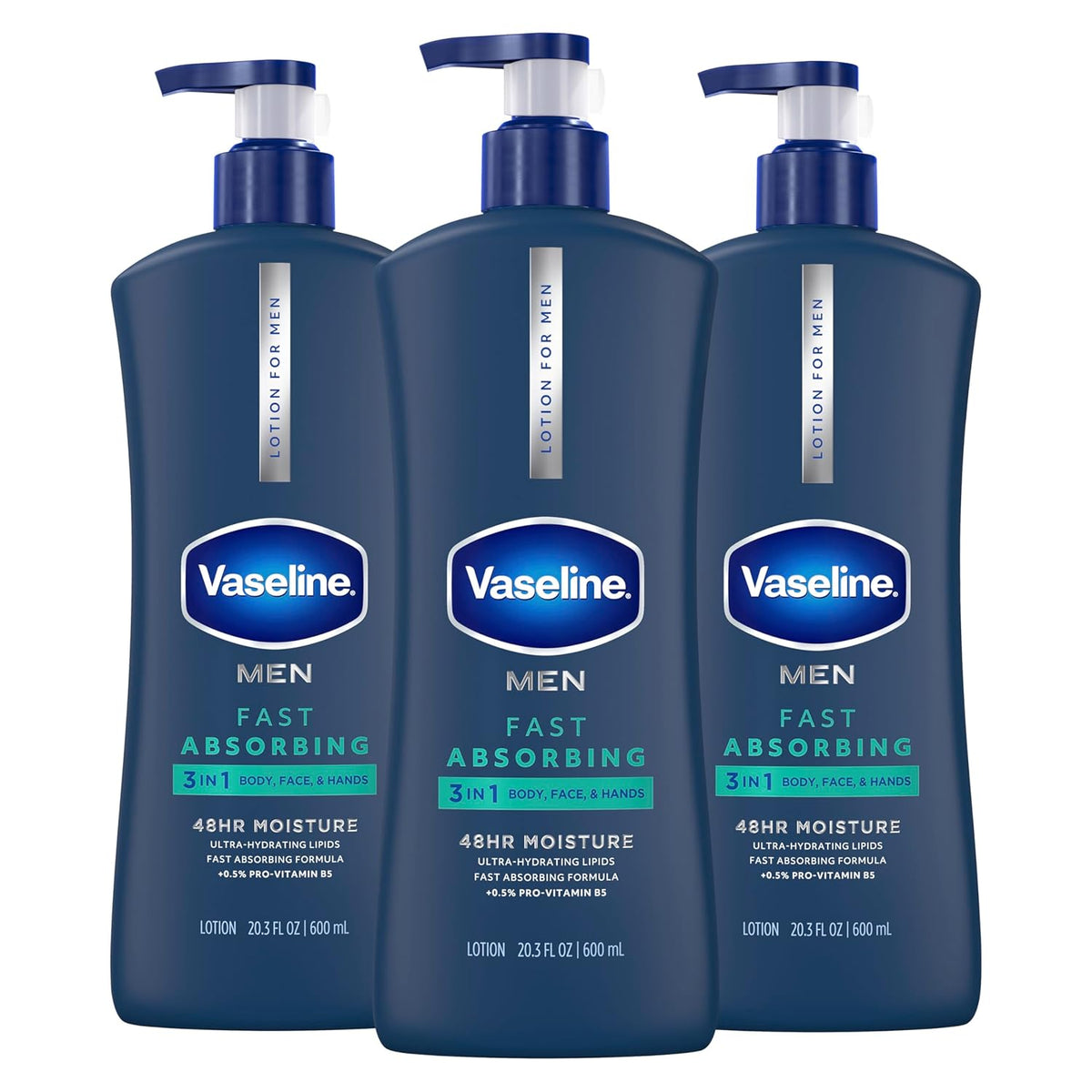 Men Fast Absorbing 3In1 Hand, Body & Face Lotion 20.3Oz 3Ct