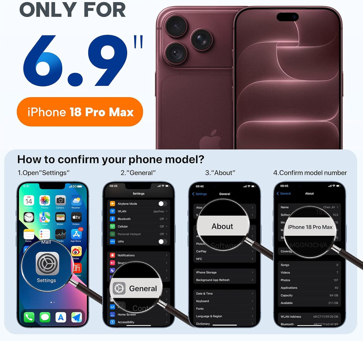 Silicone & Magnetic for Iphone 18 Pro Max Case, Burgundy