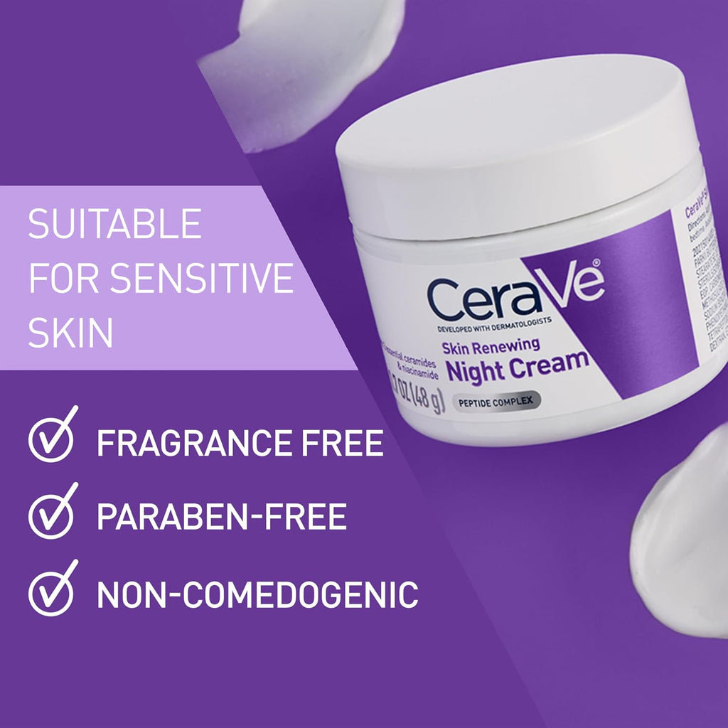 Night Cream, Facial Moisturizer with Peptides & Niacinamide, 1.7Oz