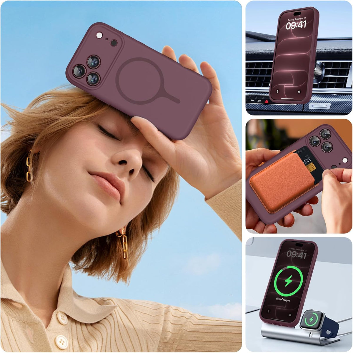 Silicone & Magnetic for Iphone 18 Pro Max Case, Burgundy