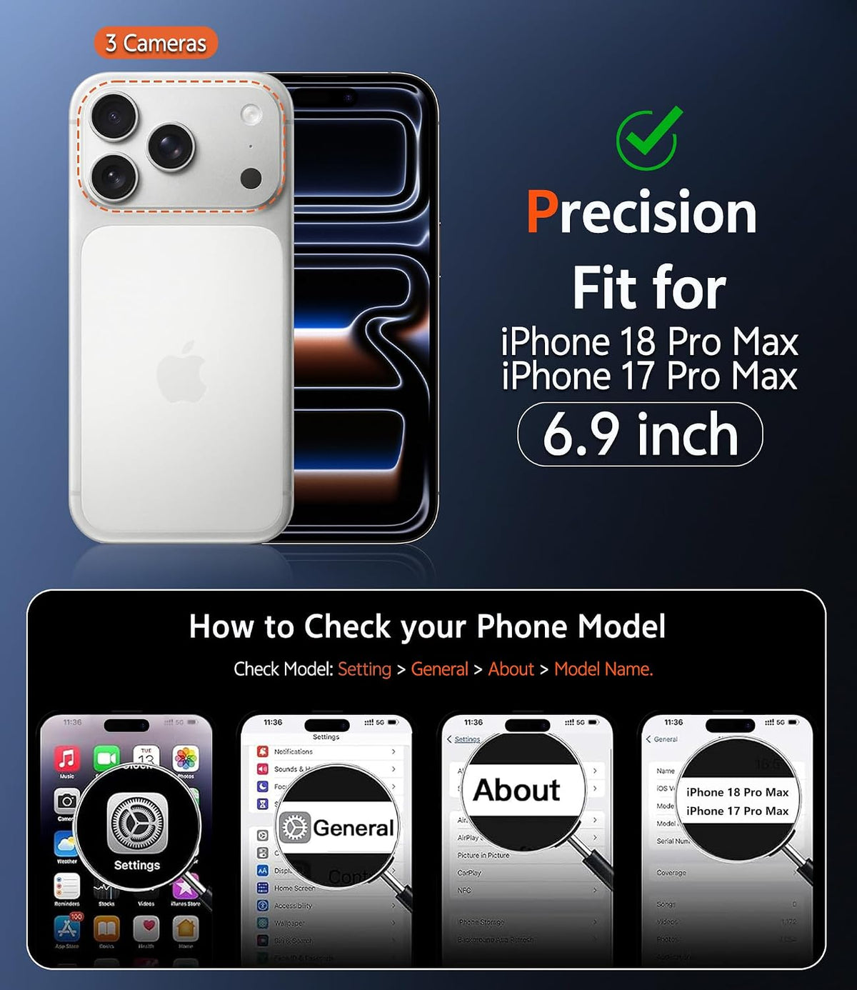 Magnetic for Iphone 18 Pro Max Case/17 Pro Max Case, Clear